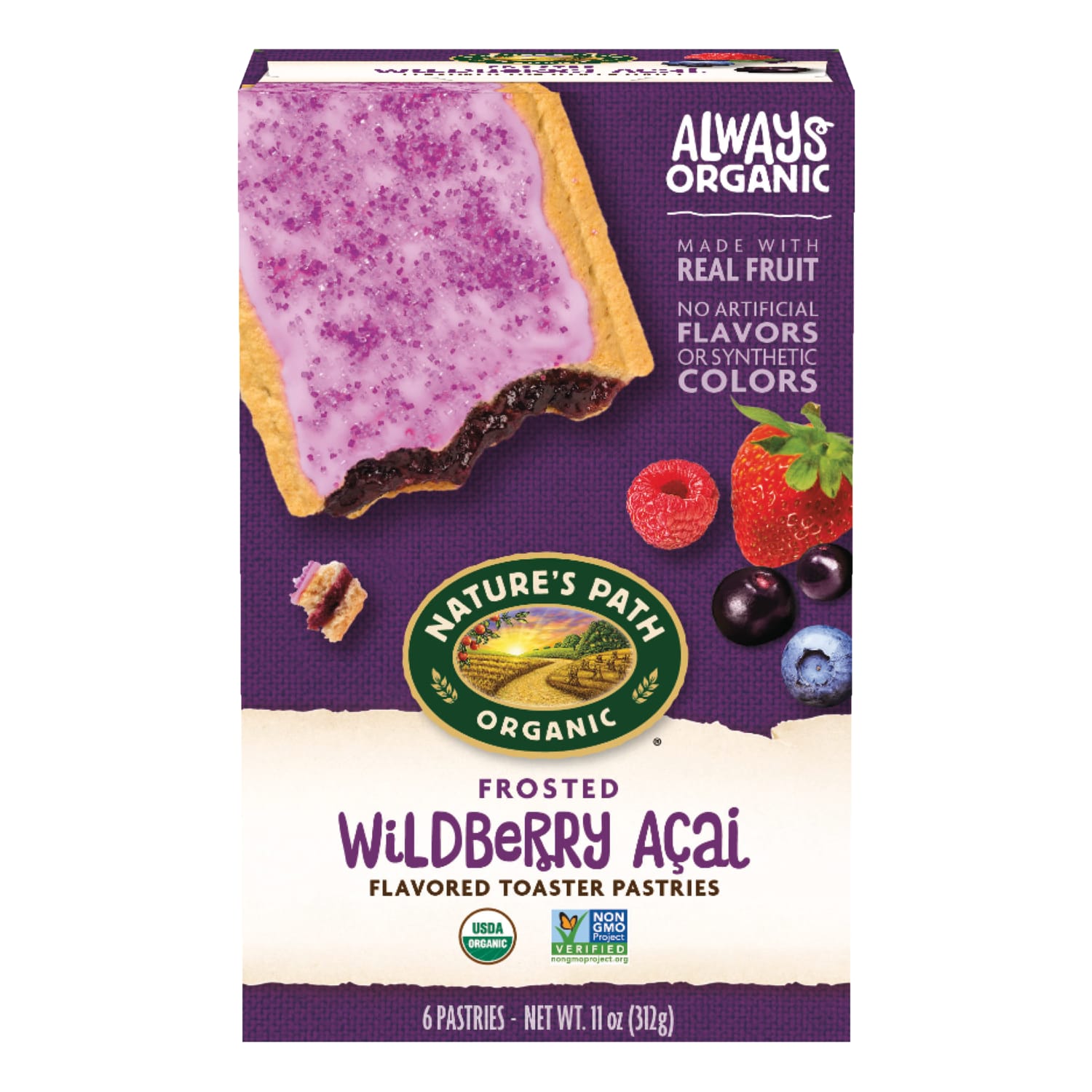 Nature's Path Organic Wildberry Açai Frosted Toaster Pastries 11oz Box