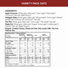 Nutrition facts per serving and ingredient statement for Instant Oatmeal Variety Pack