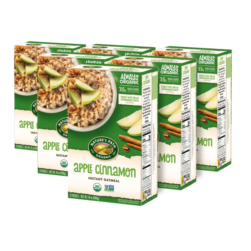 Pack of 6, Nature's Path Organic Apple Cinnamon Oatmeal 14oz Box