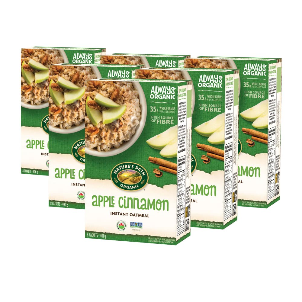 Pack of 6, Nature's Path Organic Apple Cinnamon Oatmeal 400g Box