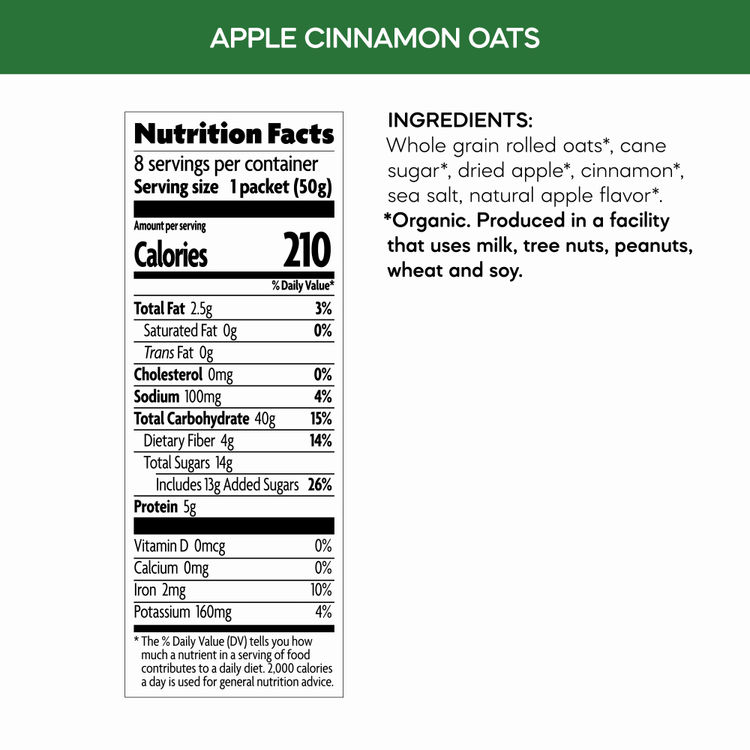 Apple Cinnamon Oatmeal, 14 oz Box