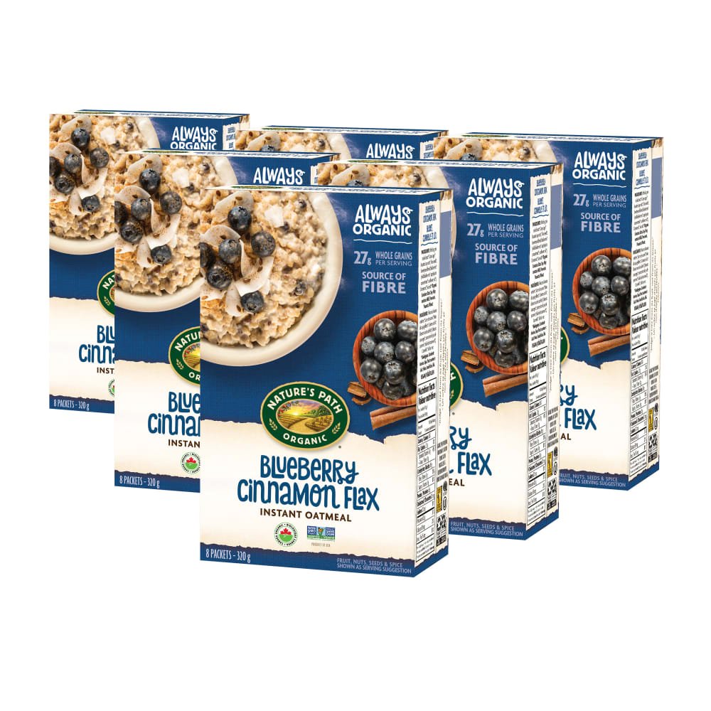 Pack of 6, Nature's Path Organic Blueberry Cinnamon Flax Oatmeal 320g Box