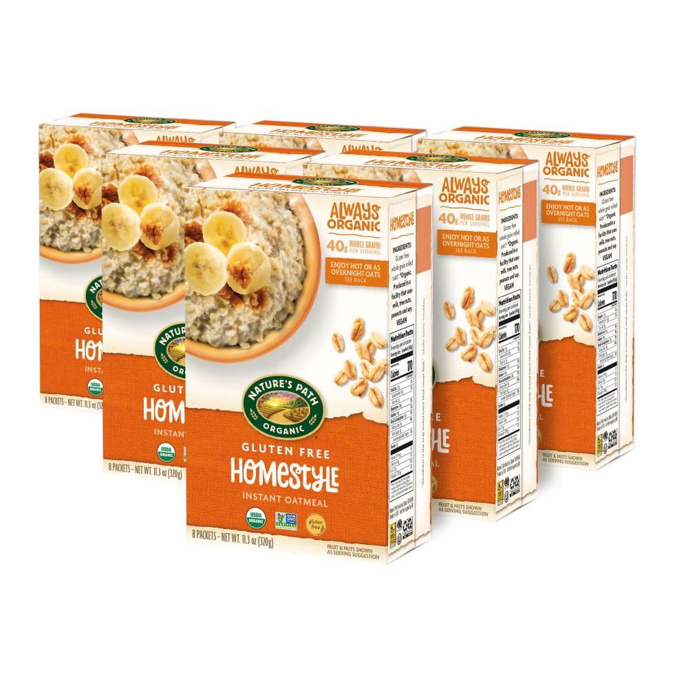 Pack of 6, Nature's Path Organic Homestyle Gluten Free Oatmeal 11oz Box