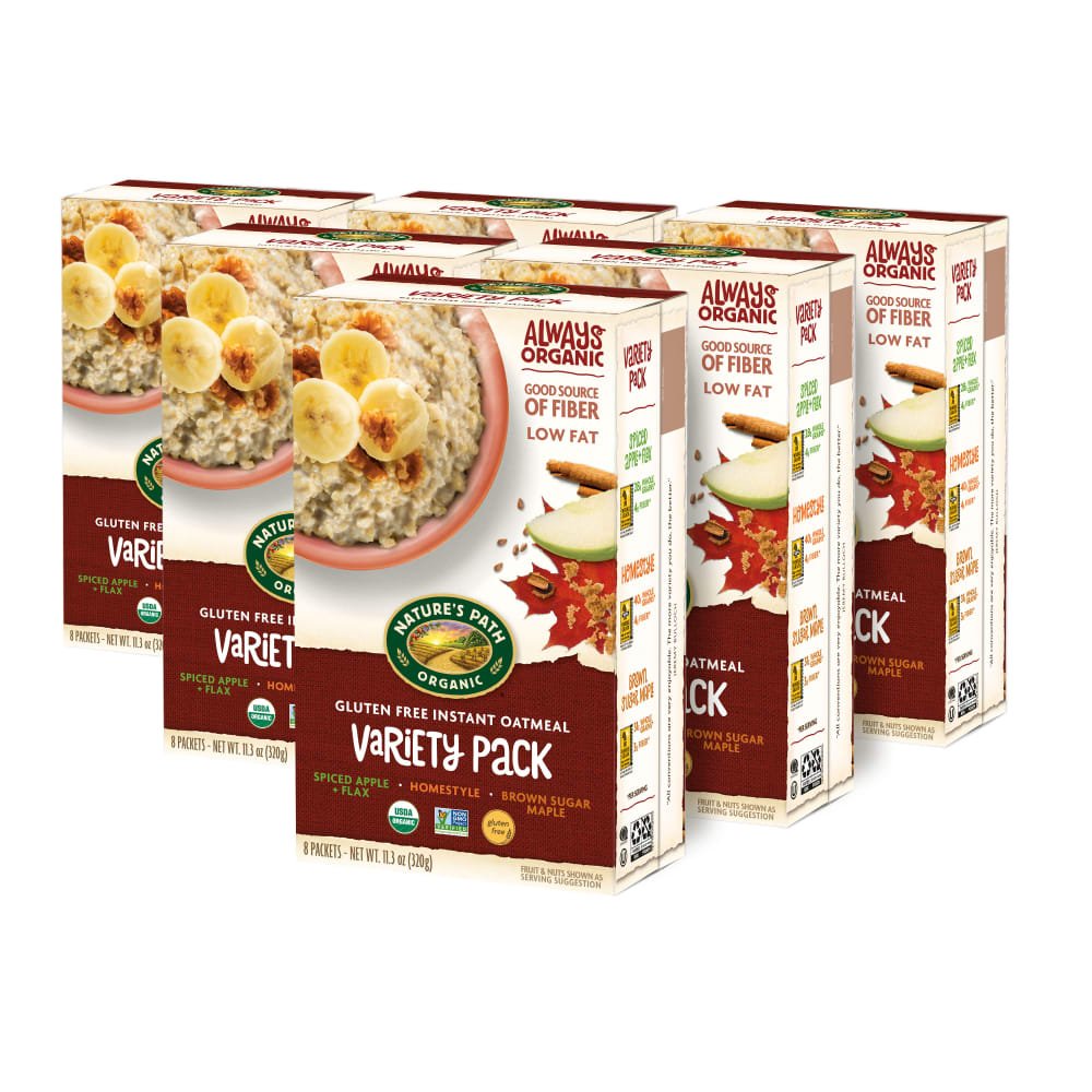 Pack of 6, Nature's Path Organic Variety Pack Gluten Free Oatmeal 11oz Box