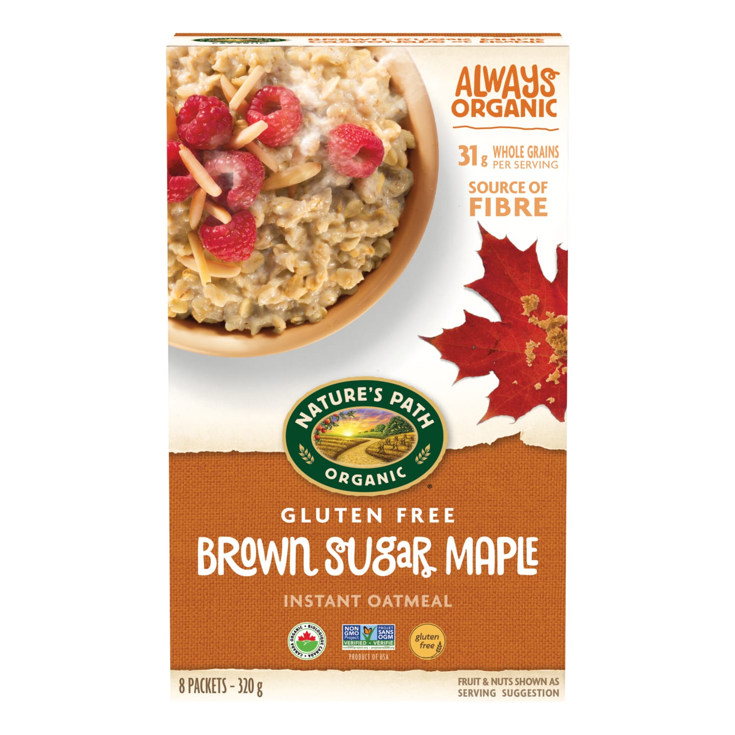 Nature's Path Organic Brown Sugar Maple Gluten Free Oatmeal 320g Box