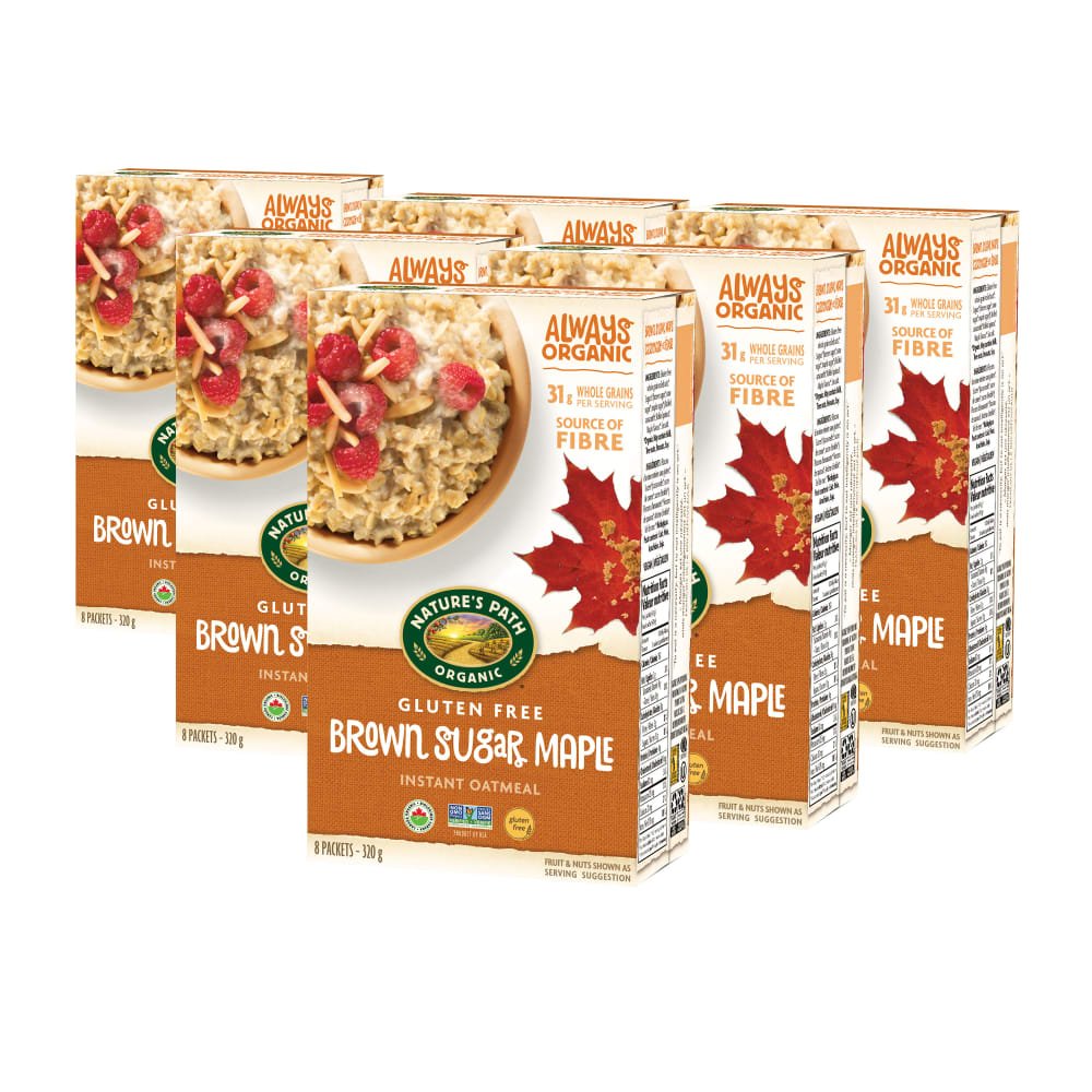 Pack of 6, Nature's Path Organic Brown Sugar Maple Gluten Free Oatmeal 320g Box