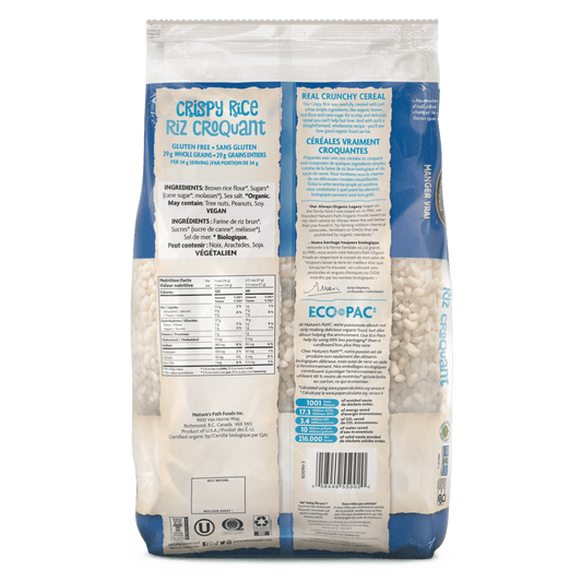 Cereal crujiente de arroz, 750 g de bolso amigable para la tierra