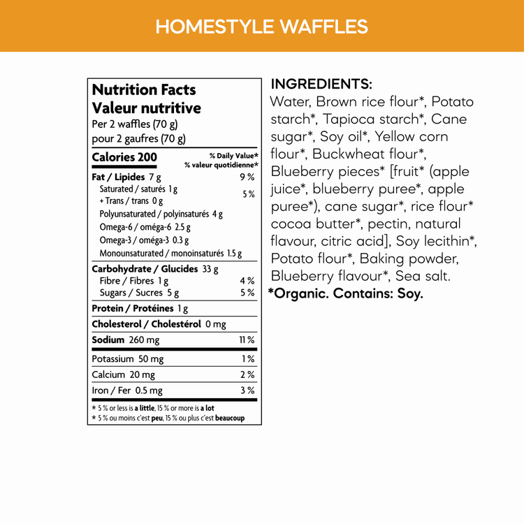 Homestyle Gluten Free Frozen Waffles, 210 g Box