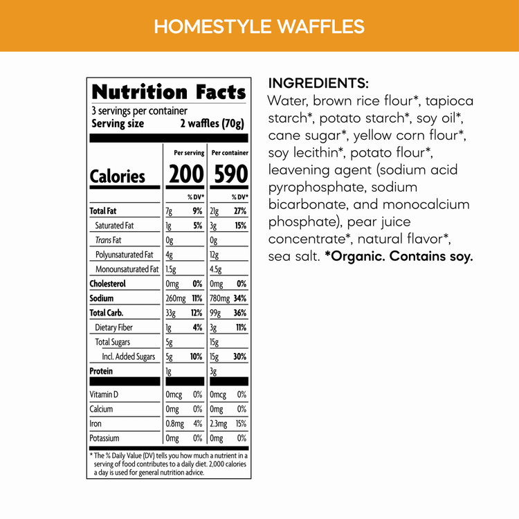 Homestyle Gluten Free Frozen Waffles, 7.4 oz Box