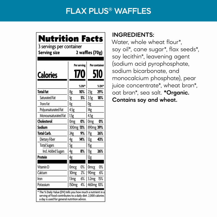 Flax Plus Frozen Waffles, 7.4 oz Box