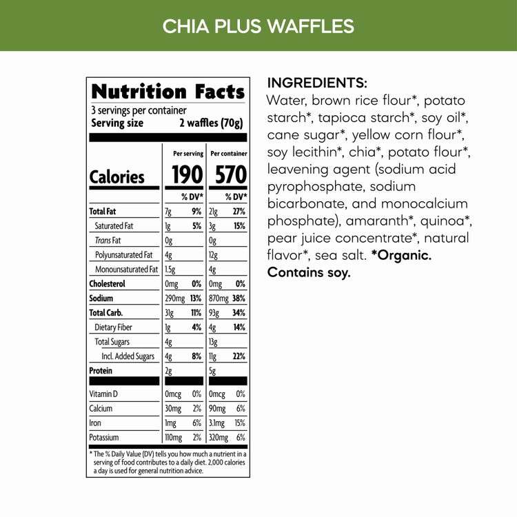 Chia Plus Frozen Waffles, 7.4 oz Box