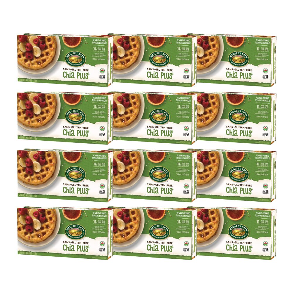 Pack of 12, Nature's Path Organic Chia Plus Waffles 210g Box