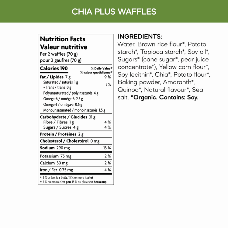 Chia Plus Waffles Frozen, 210 g Boîte
