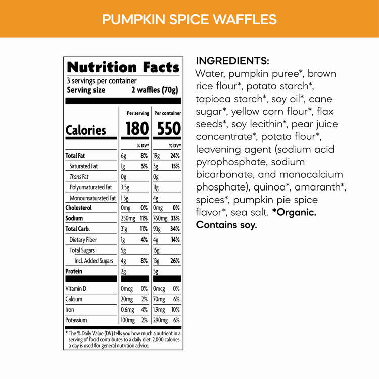 Pumpkin Spice Frozen Waffles, 7.4 oz Box