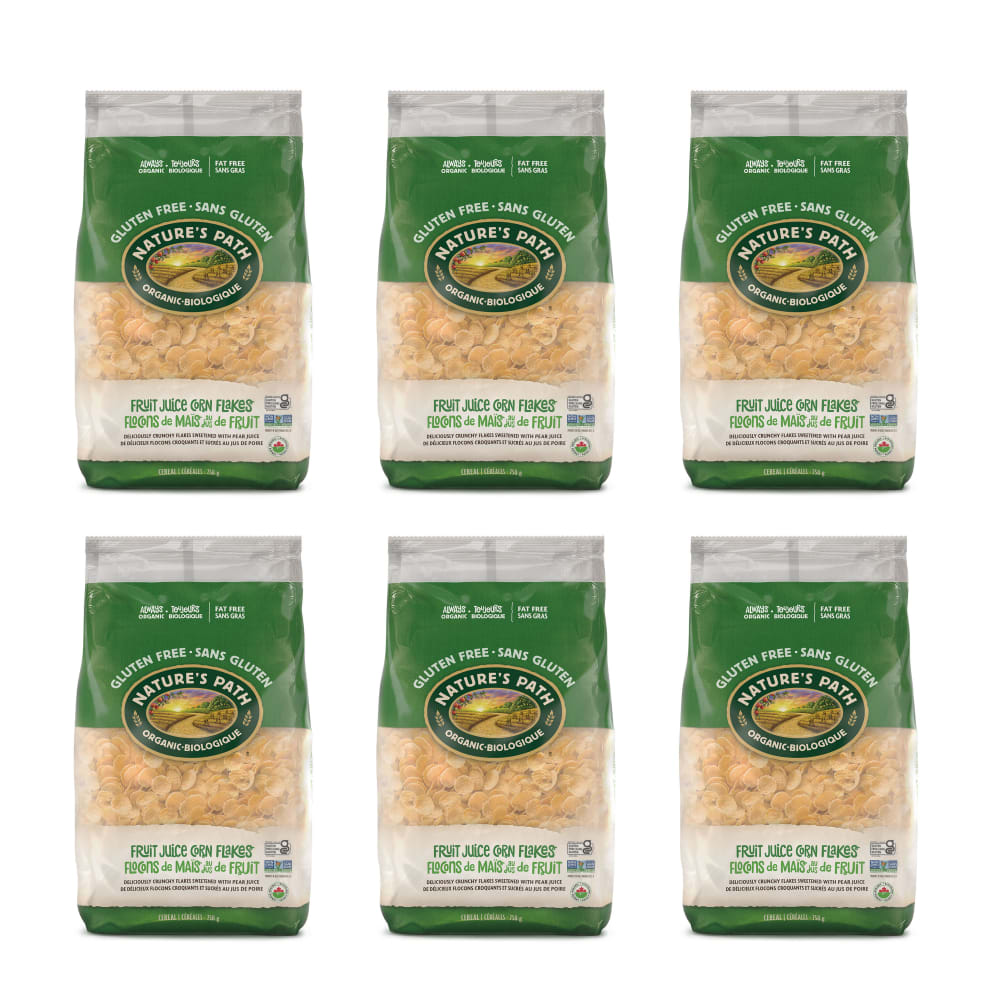 Pack of 6, Nature's Path Organic Fruit Juice Sweetened Corn Flakes Cereal 750g EcoPac Bag