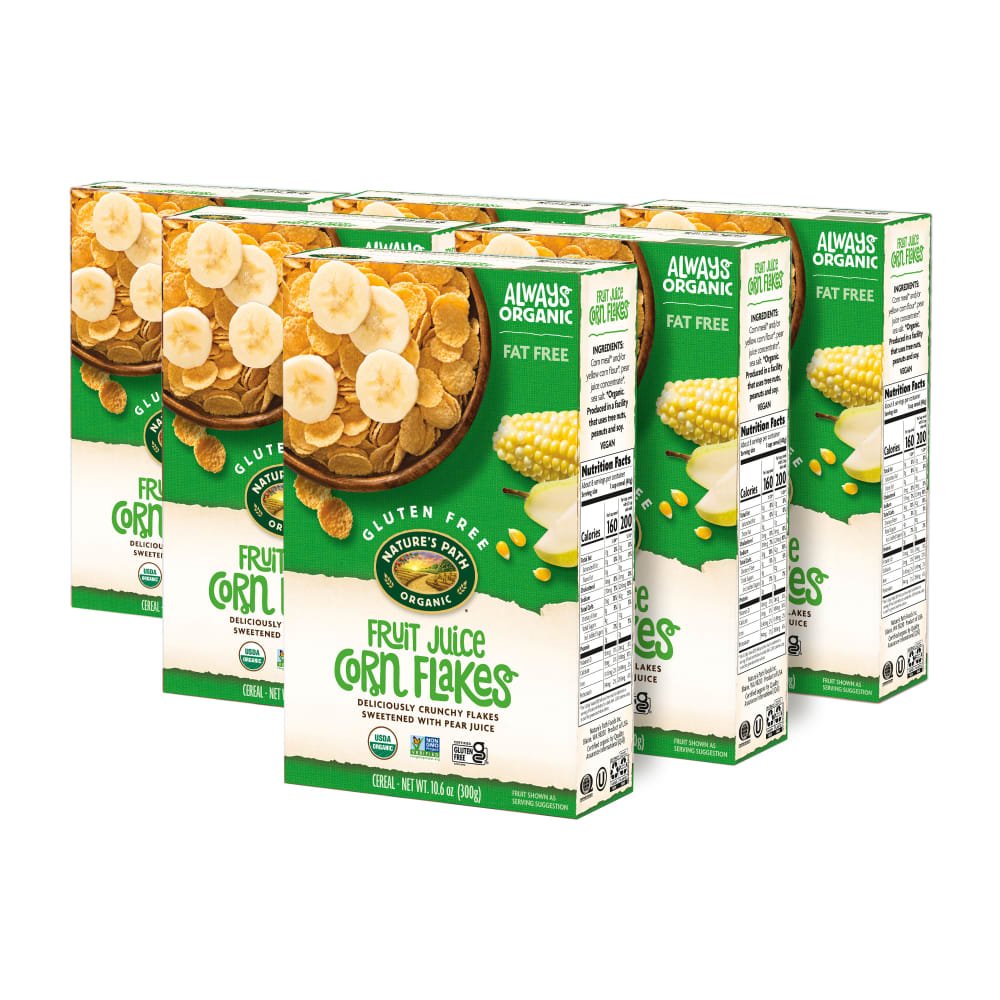 Pack of 12, Nature's Path Organic Fruit Juice Sweetened Corn Flakes Cold Cereal 10oz Box