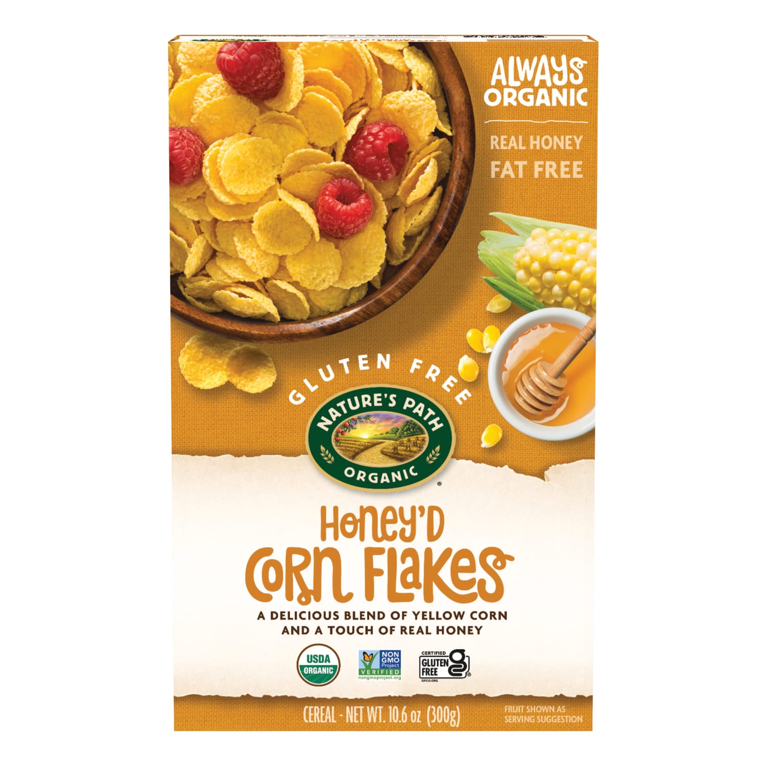 Nature's Path Organic Honey'D Corn Flakes Cold Cereal 10oz Box