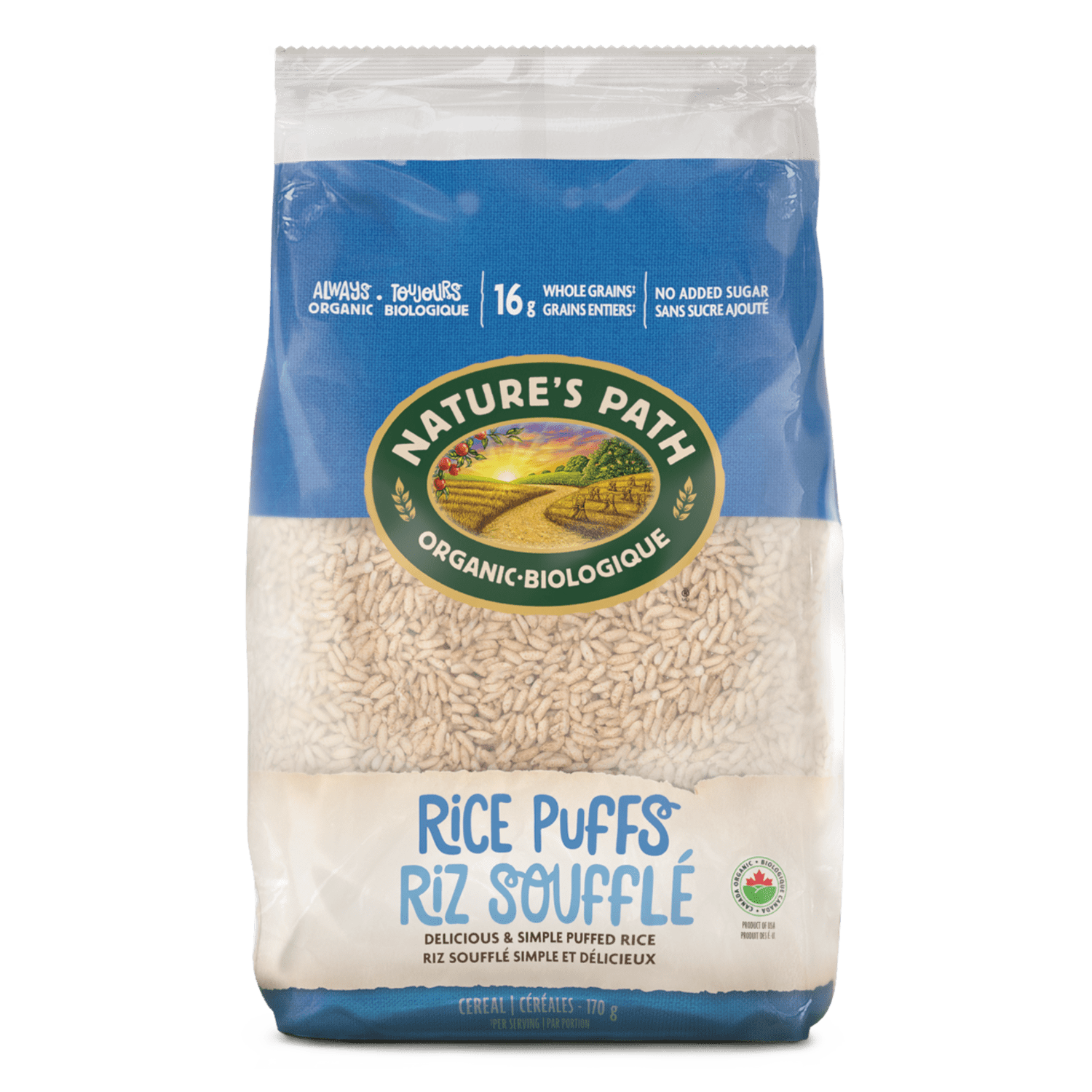 Rice Puffs Cereal, 170 g de terre amicale Sac