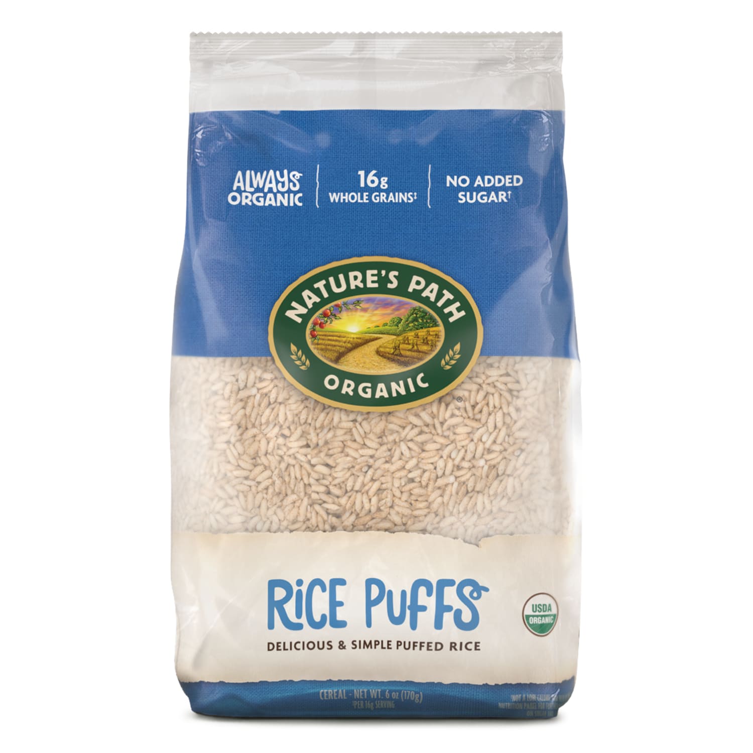 Nature's Path Organic Puffed Rice Cold Cereal 6oz EcoPac Bag