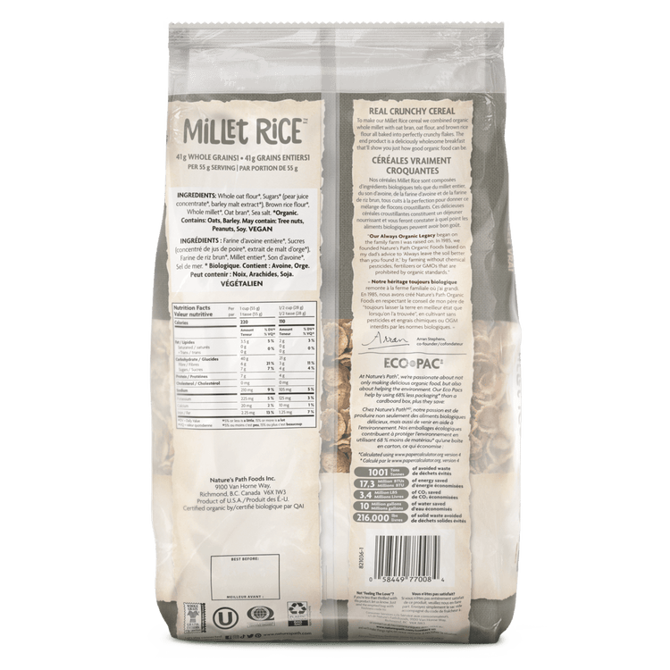 Céréales de riz à millet, 907 g de terre amicale Sac