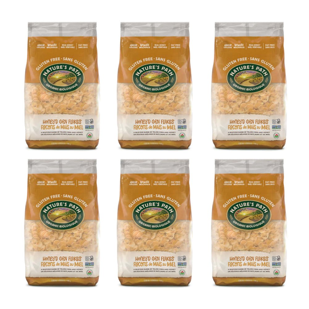 Pack of 6, Nature's Path Organic Honey'D Corn Flakes Cereal 750g EcoPac Bag