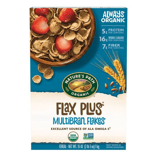 Cereal de hojuelas multibran de lino más, caja de 35 oz