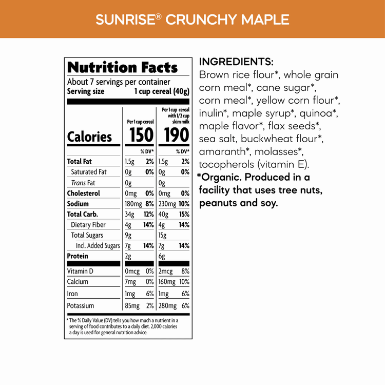 Sunrise Crunchy Maple Cereal, 10.6 oz Box
