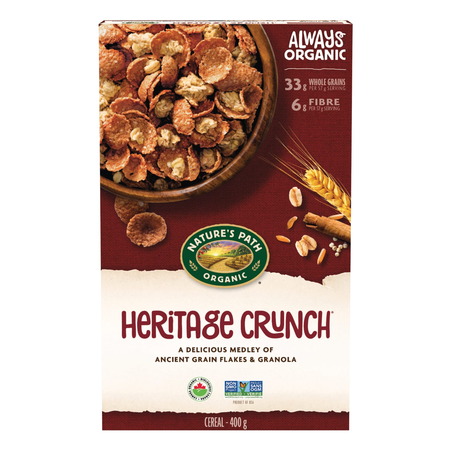 Nature's Path Organic Heritage Crunch Cereal 400g Box