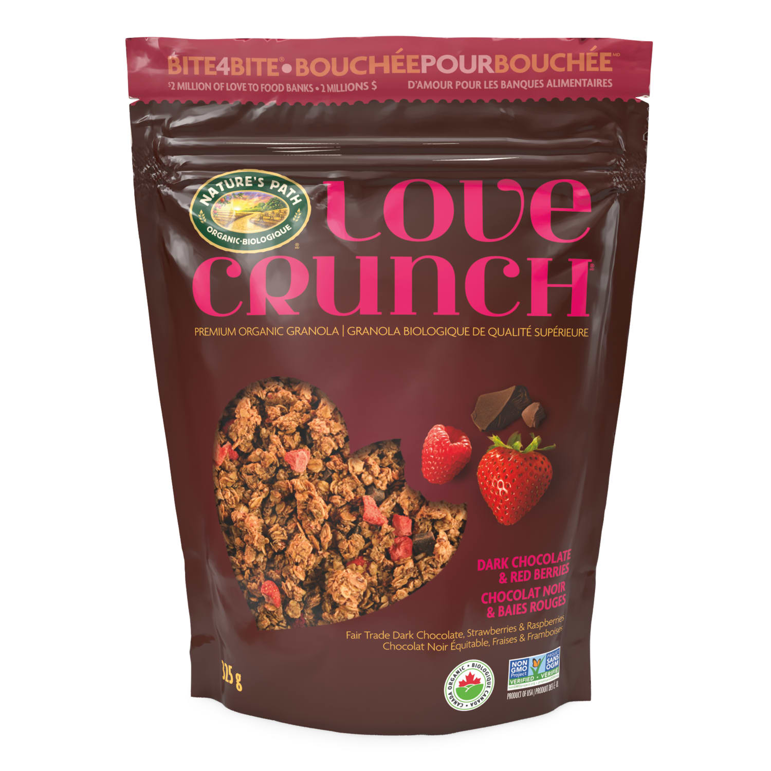 Love Crunch Organic Dark Chocolate & Red Berries Granola 325g Pouch