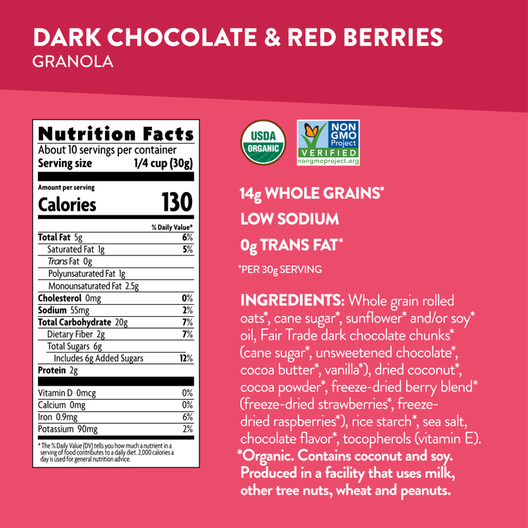Dark Chocolate & Red Berries Granola, 11.5 oz Pouch