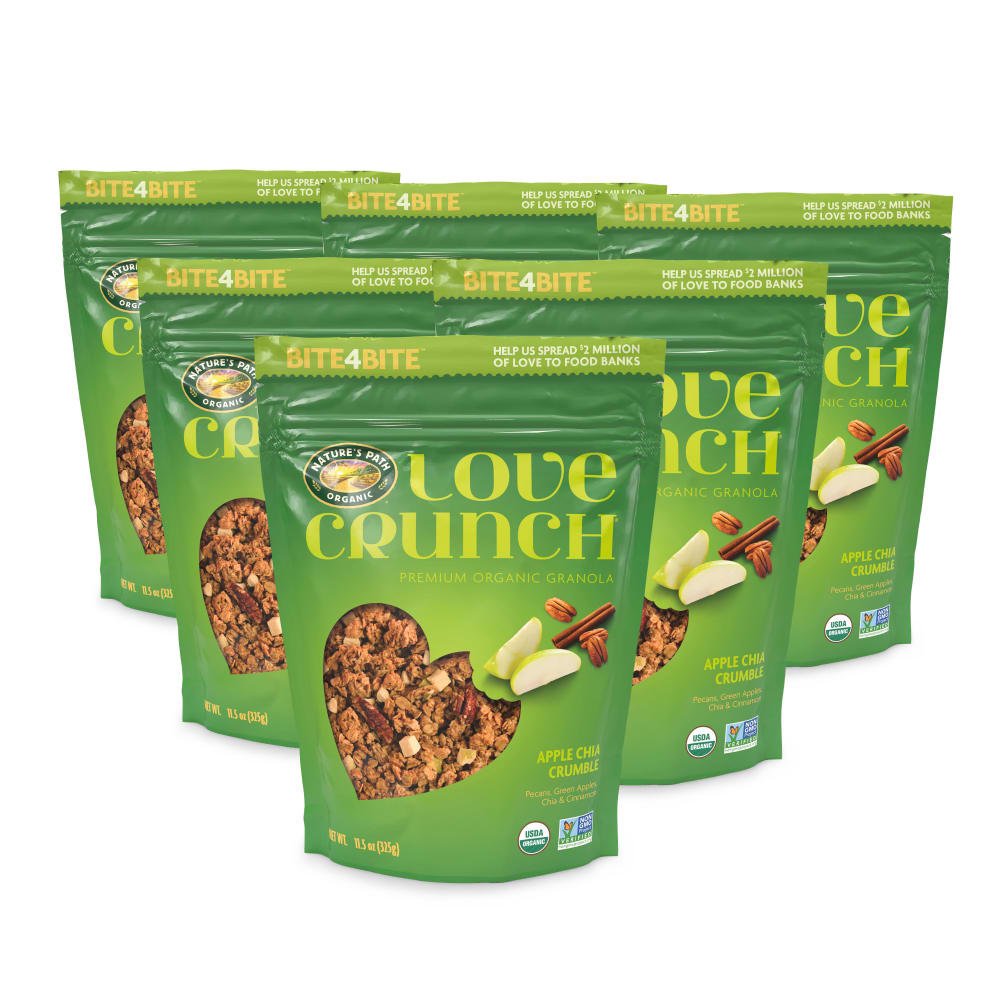 Pack of 6, Love Crunch Organic Apple Crumble Granola 11.5oz Pouch