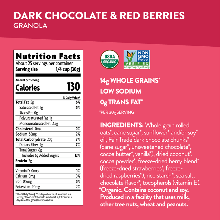Dark Chocolate & Red Berries Granola, 26.4 oz Pouch
