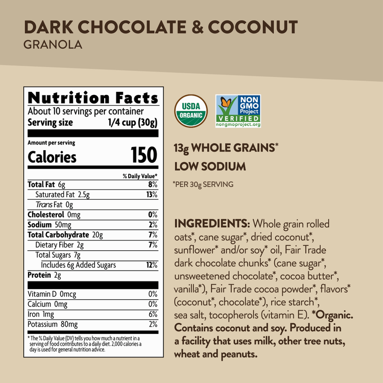 Dark Chocolate & Coconut Granola, 11.5 oz Pouch