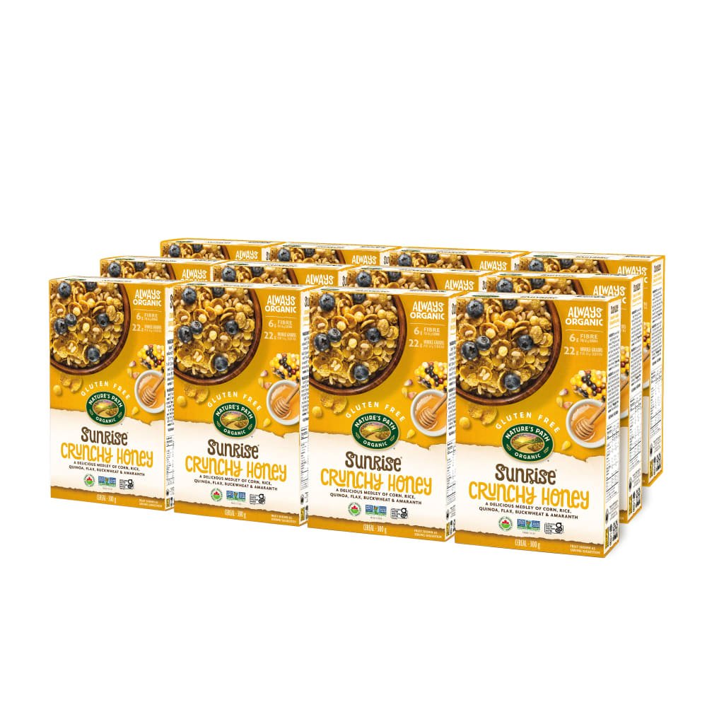 Pack of 12, Nature's Path Organic Crunchy Sunrise Honey Cereal 300g Box