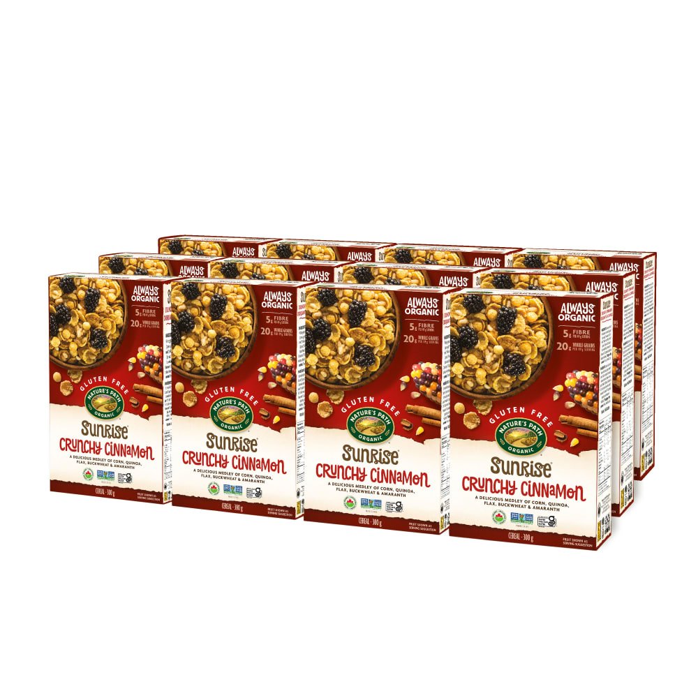 Pack of 12, Nature's Path Organic Crunchy Sunrise Cinnamon Cereal 300g Box