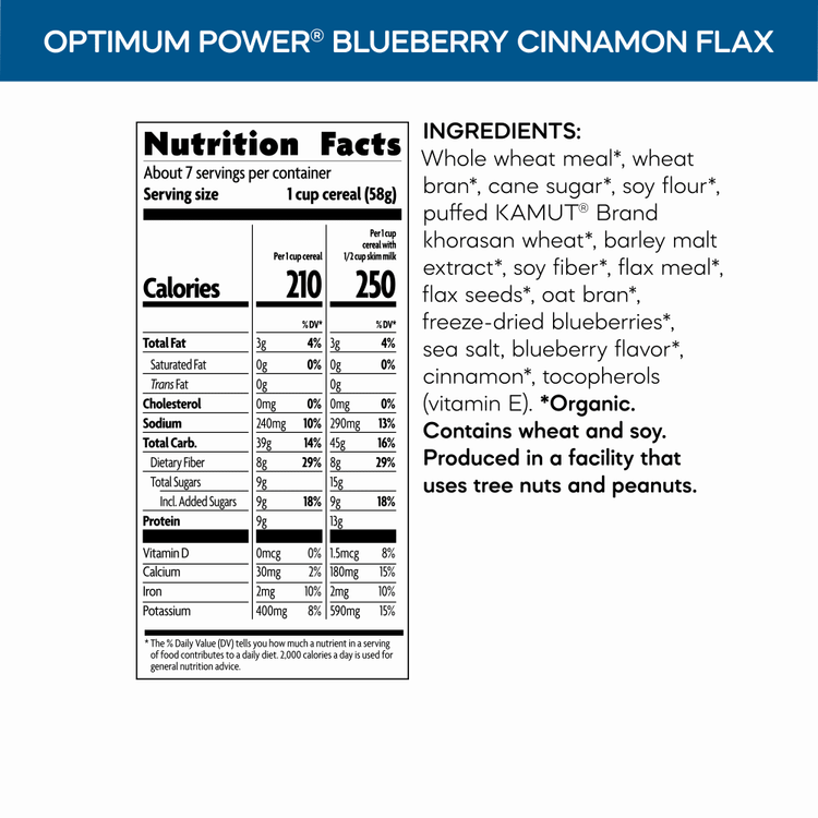 Optimum Power Blueberry Cinnamon Flax Cereal, 14 oz Box