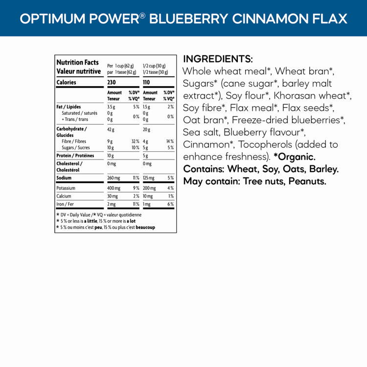Optimum Power Blueberry Cinnamon Flax Cereal, 1 kg Box