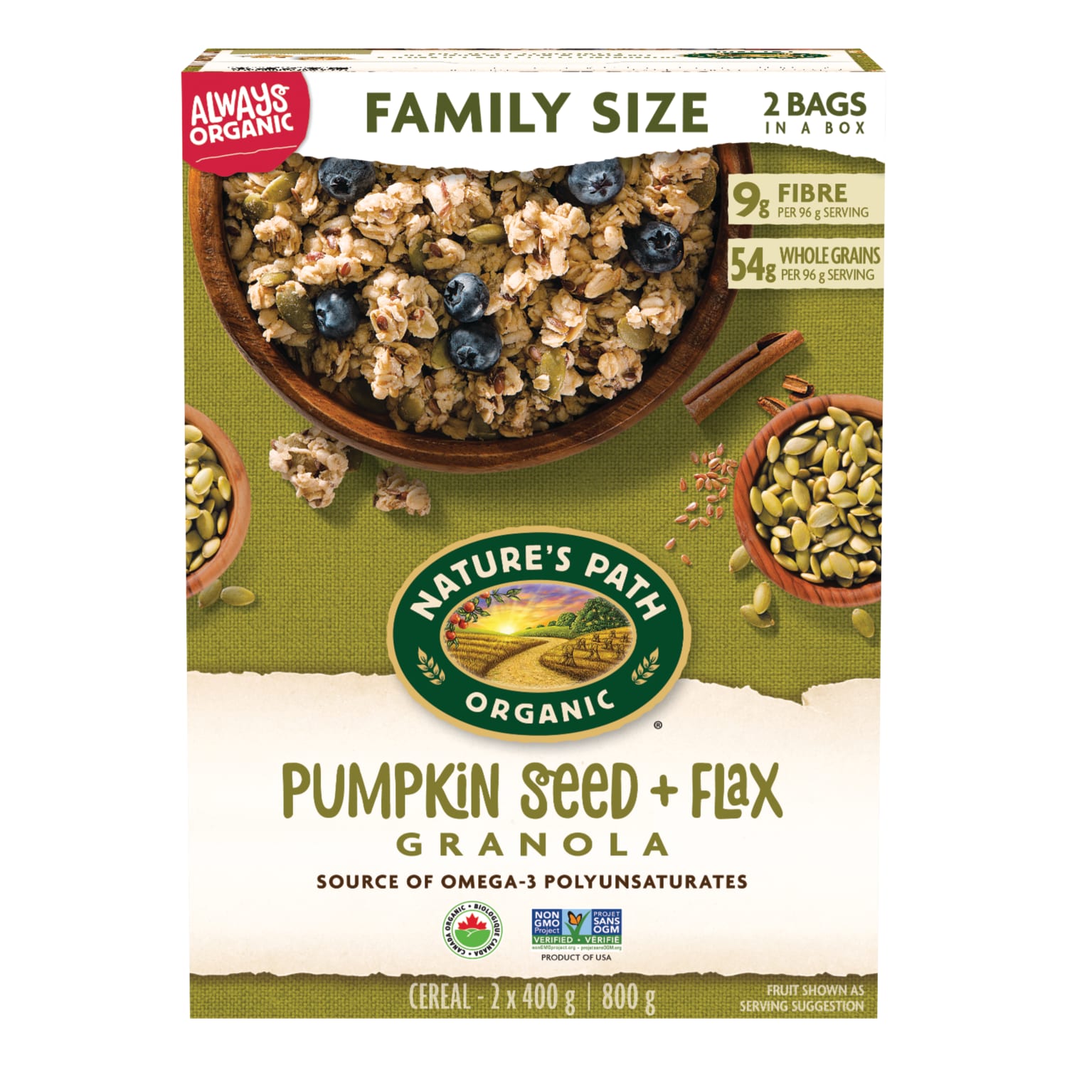 Nature's Path Organic Pumpkin Seed Plus Flax Granola 800g Box