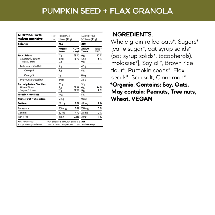 Pumpkin Seed + Flax Granola, 800 g Box