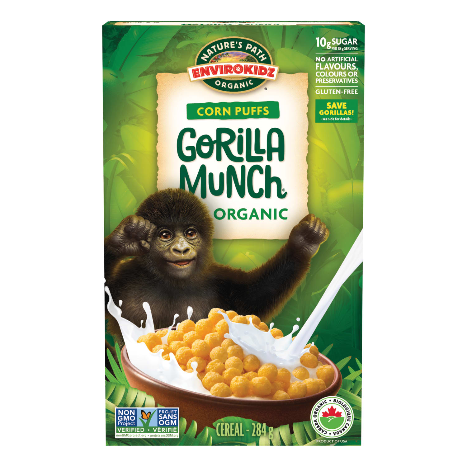 Nature's Path EnviroKidz Organic Gorilla Munch Cereal 284g Box