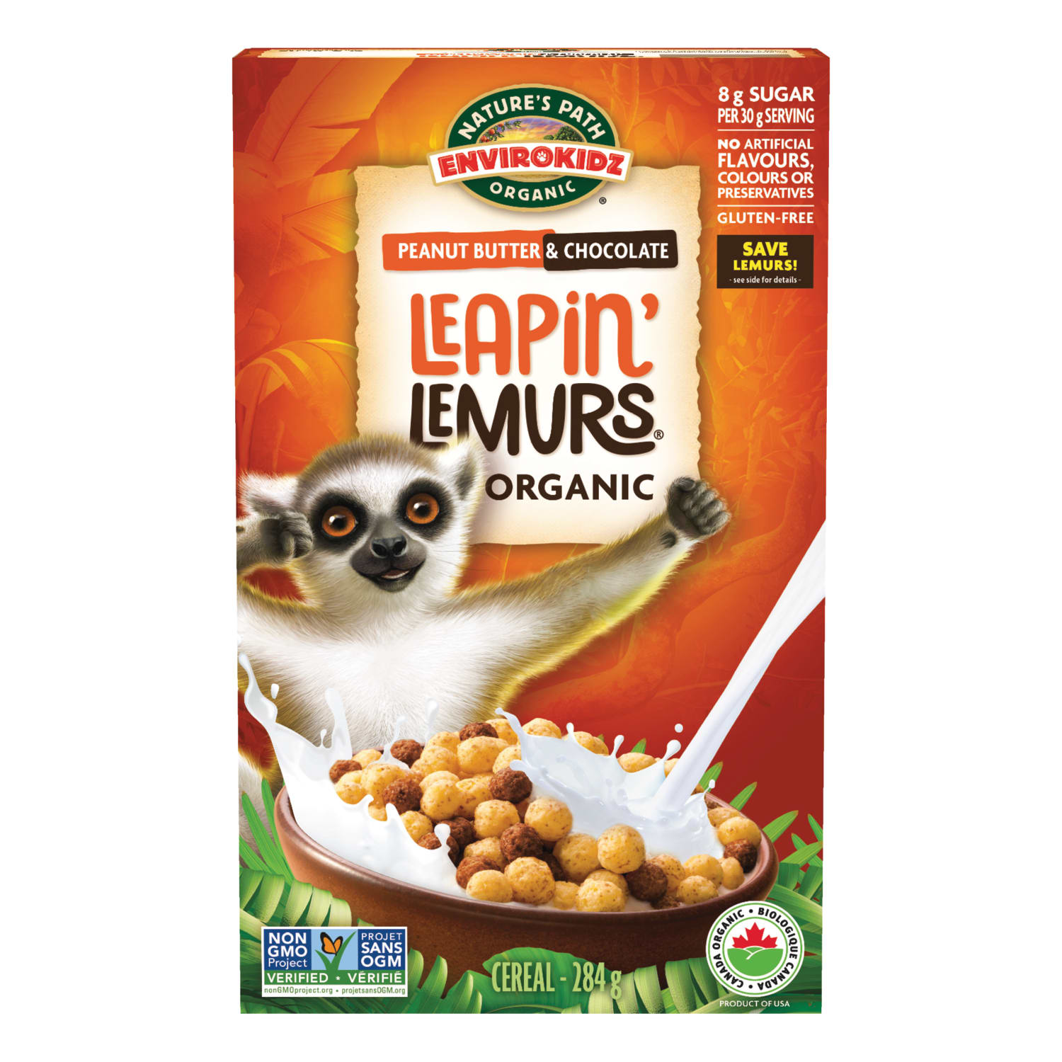 Nature's Path EnviroKidz Organic Leapin' Lemurs Cereal 284g Box