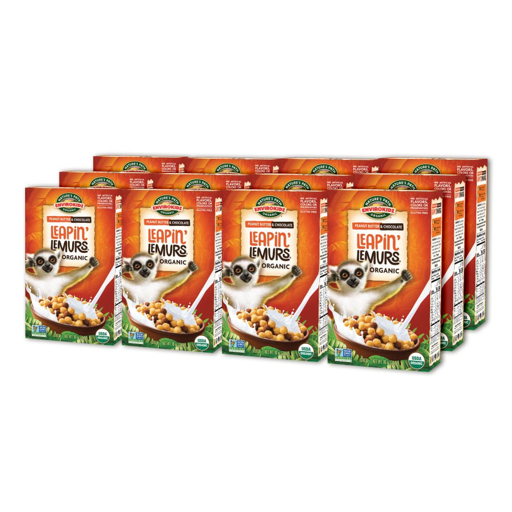 Pack of 12, Nature's Path EnviroKidz Organic Leapin' Lemurs Cold Cereal 10oz Box