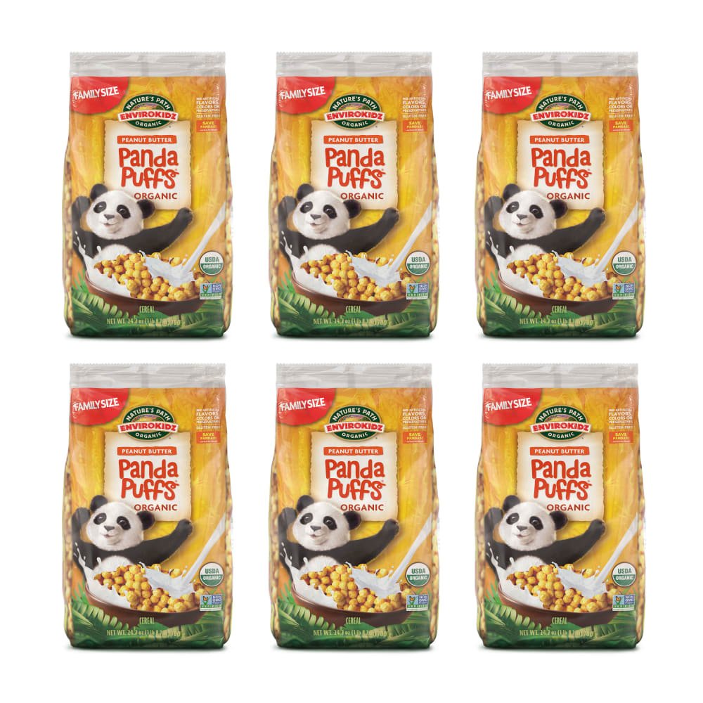 Pack of 6, Nature's Path EnviroKidz Organic Panda Puffs Cold Cereal 24.7oz EcoPac Bag