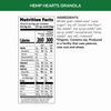 Nutrition facts per serving and ingredient statement for Hemp Hearts Granola