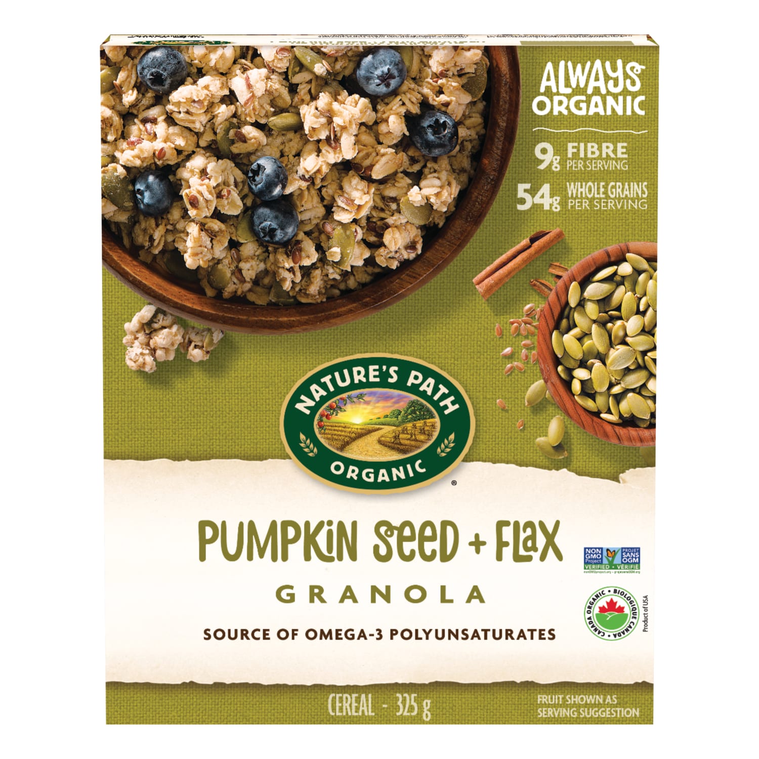 Nature's Path Organic Pumpkin Seed Plus Flax Granola 325g Box