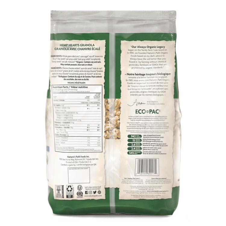Hemp Hearts Granola, 750 g Earth Friendly Bag