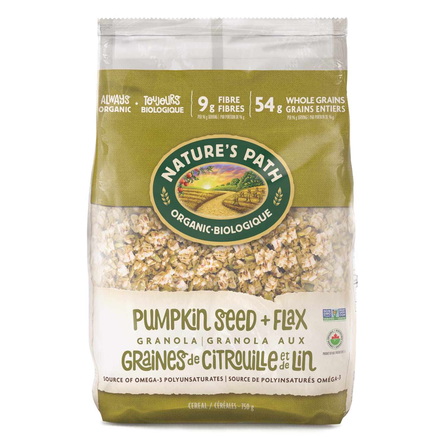 Nature's Path Organic Pumpkin Seed Plus Flax Granola 750g EcoPac Bag