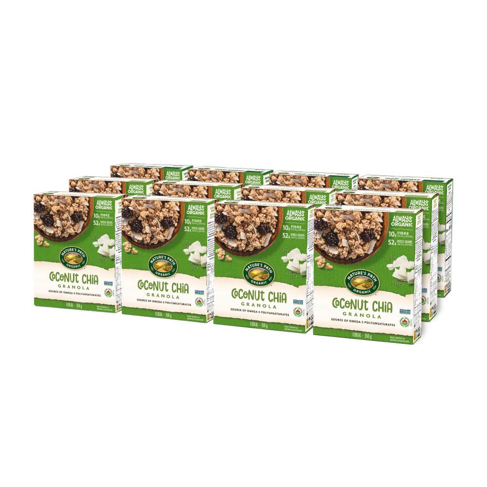 Pack of 12, Nature's Path Organic Coconut Chia Granola 350g Box