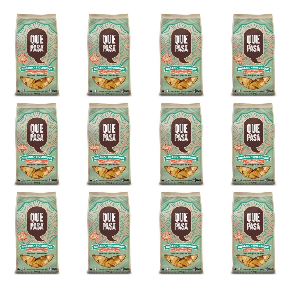 Pack of 12, Que Pasa Organic Thin & Crispy Sea Salt Chips 300g Bag