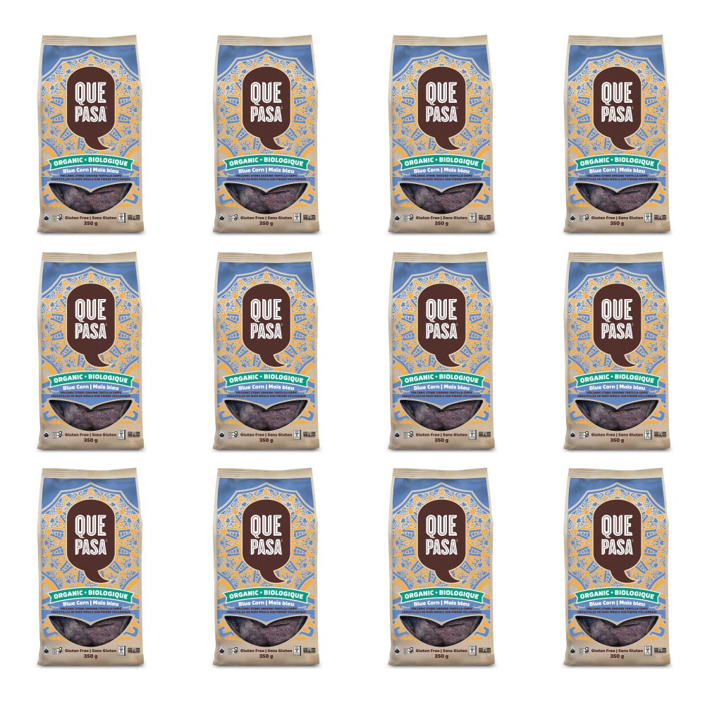 Pack of 12, Que Pasa Organic Blue Corn Tortilla Chips 350g Bag